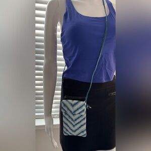 Free People "Let's Dance" Collection Leather Phone Crossbody Bag with Blue Tie-